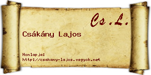 Csákány Lajos névjegykártya