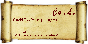 Csákány Lajos névjegykártya